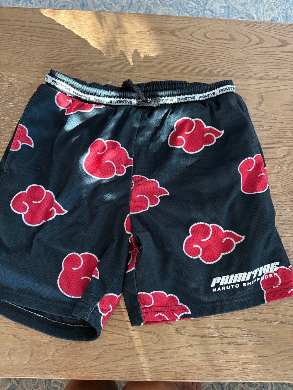 Primitive Black Athletic Shorts with Red Cloud Print